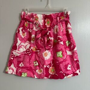Lilly Pulitzer Pink Avery Cotton Floral Skirt with Pockets Size Small